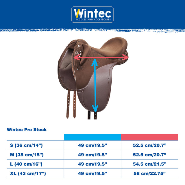 Wintec Pro Stock measurement and size chart